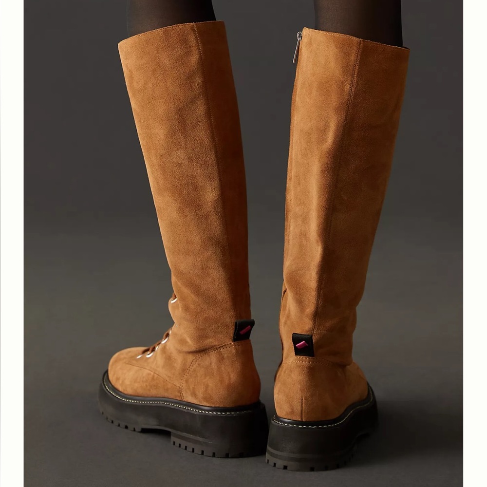 Larroudé Lara lace up Boots in brown size 38.5 - Picture 6 of 11